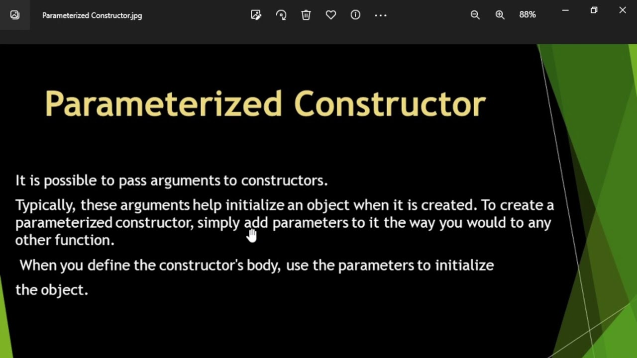 PARAMETERIZED CONSTRUCTOR IN C++#programminglanguage