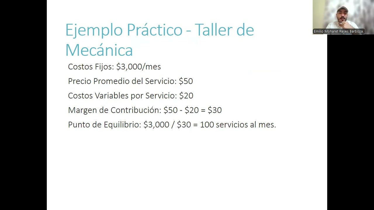 Calculo de punto de equilibrio para talleres de servicio.