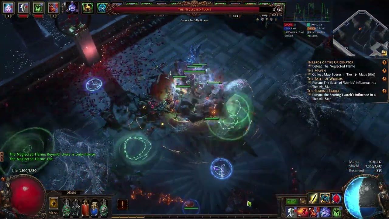 Path of Exile PoE 3.28 Mirage The Neglected Flame Memory Boss(Poison SRS Summon Raging Spirit Build)
