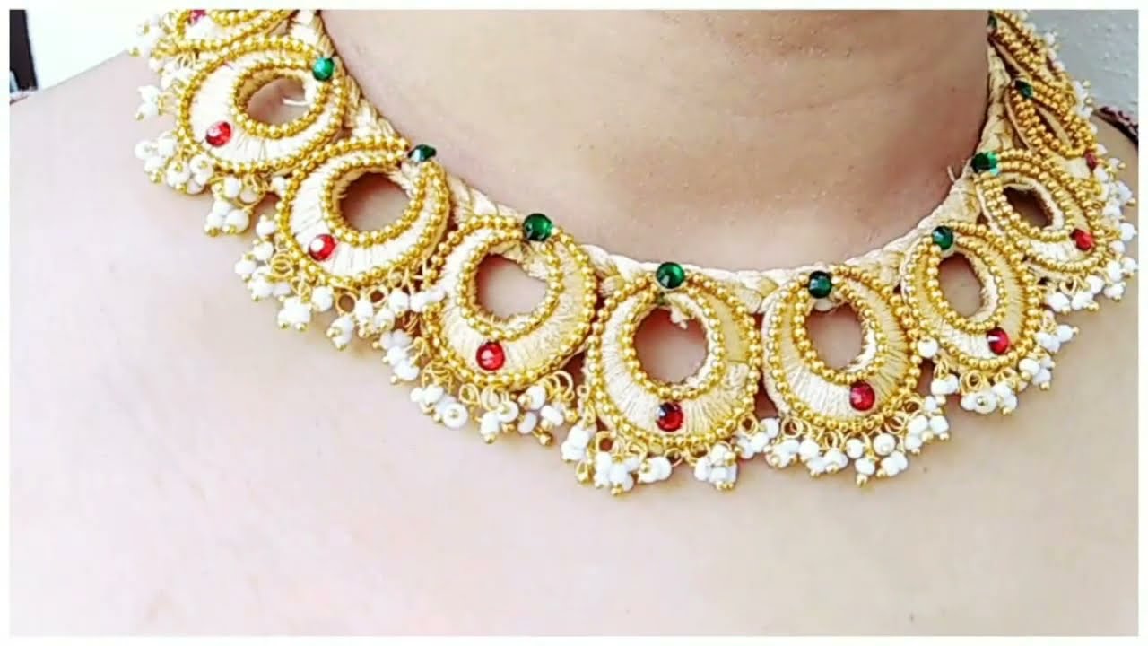 How To Make Silk Thread Necklace At Home//Trendy necklace..