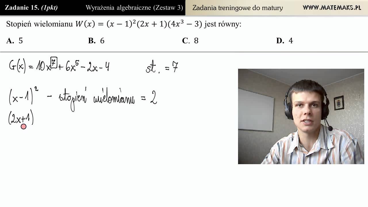 [Zad15] Podaj stopień wielomianu (wyrażenia algebraiczne - zestaw 3)