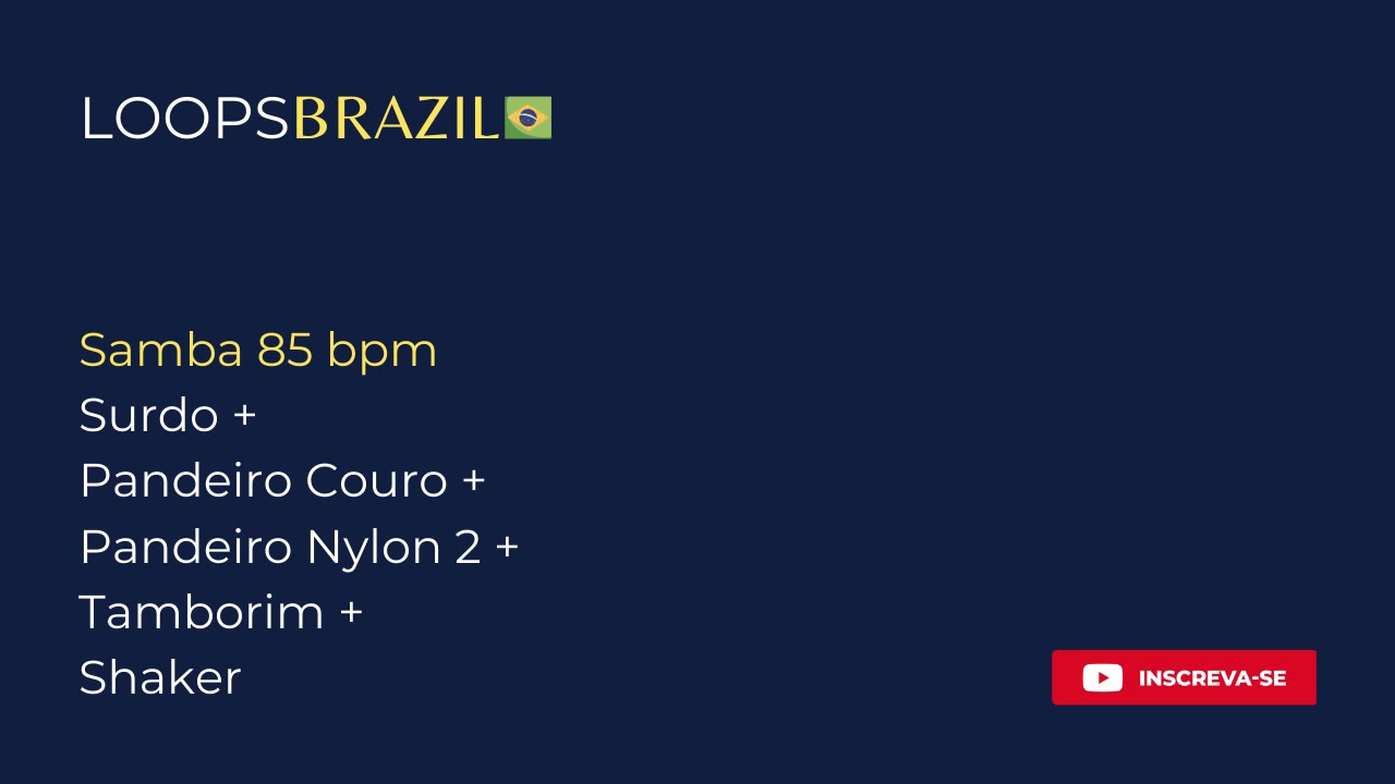 Samba 85 bpm - Surdo + Pandeiro Couro + Pandeiro Nylon 2 + Tamborim + Shaker