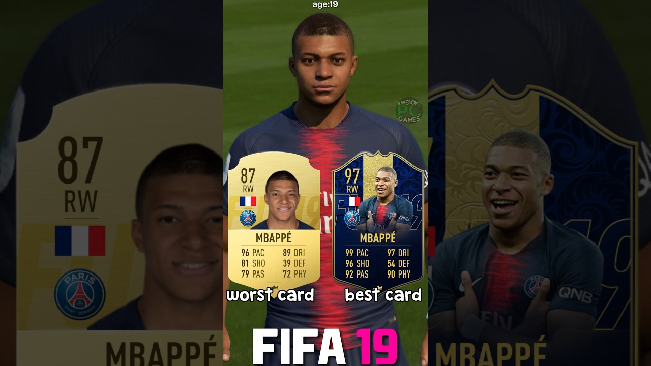🇫🇷 KYLIAN MBAPPE worst vs best card in EVERY FIFA! (16-24)⚽ #fifa #eafc24 #fc24 #fc25 #mbappe