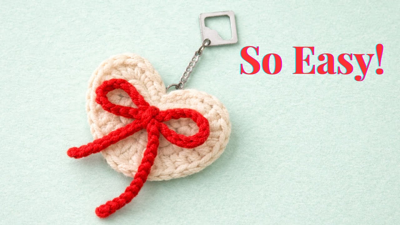 Easy Crochet Heart Keychain ❤️🎀 | Cute Valentine Gift for Beginners 🧶