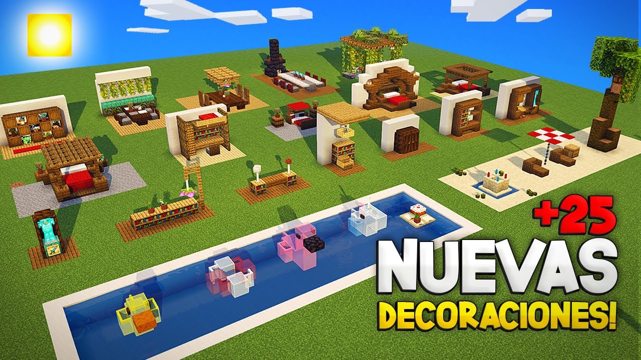 MINECRAFT: COMO HACER +25 NUEVAS DECORACIONES PARA TU CASA! | IDEAS DE DECORACI&Oacute;N PARA TU CASA