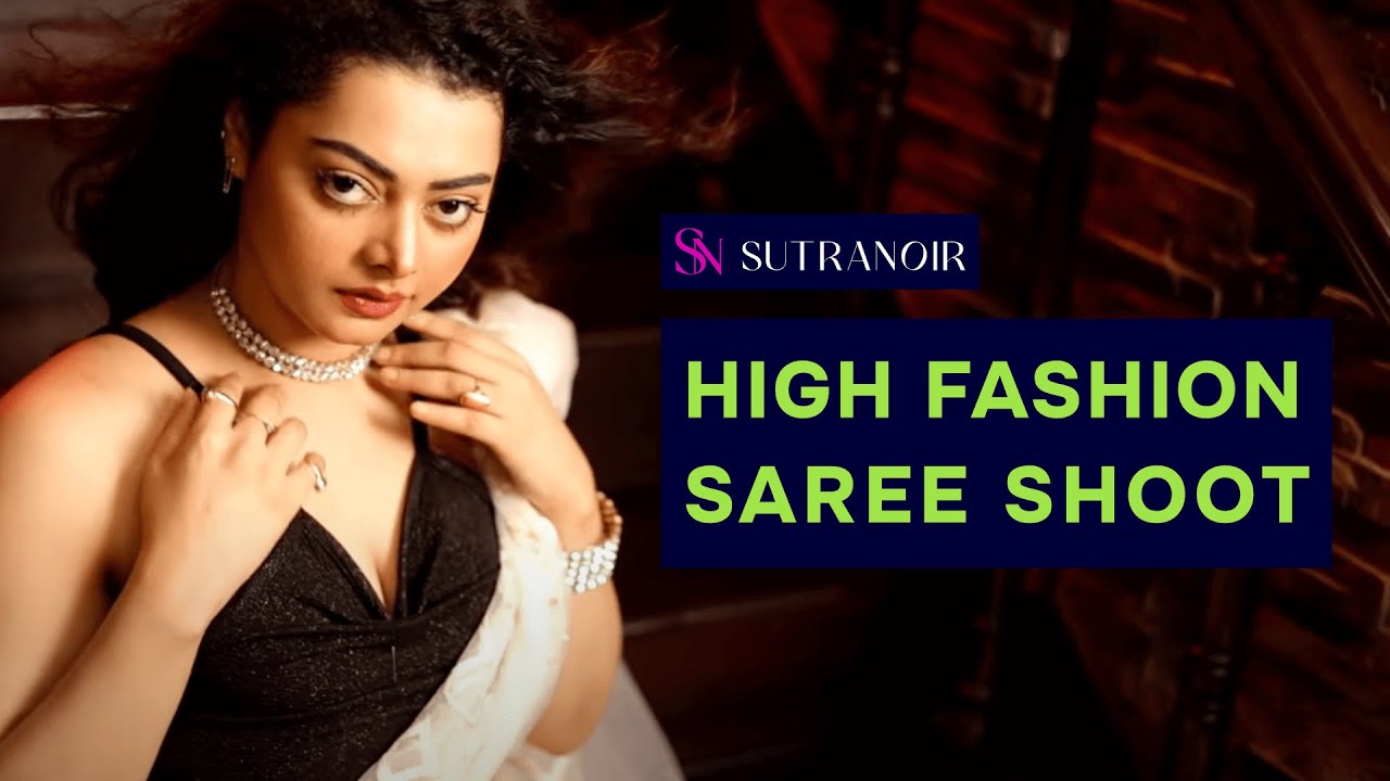 High Fashion Saree Shoot | Ivory Elegance & Black Chic | SutraNoir