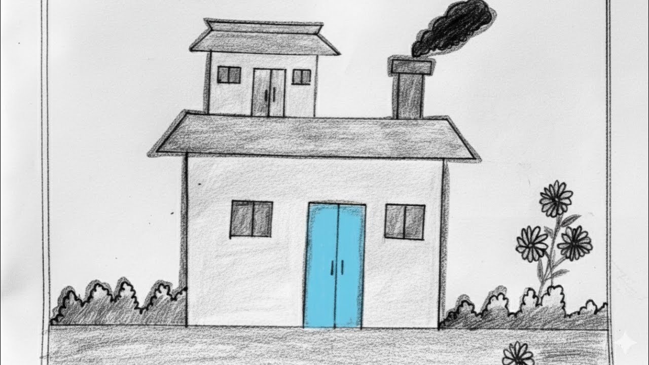 How to Draw a Simple House 🏡 | Crayon Art Step -by -Step Tutorial #viral #drawing #youtube#painting 