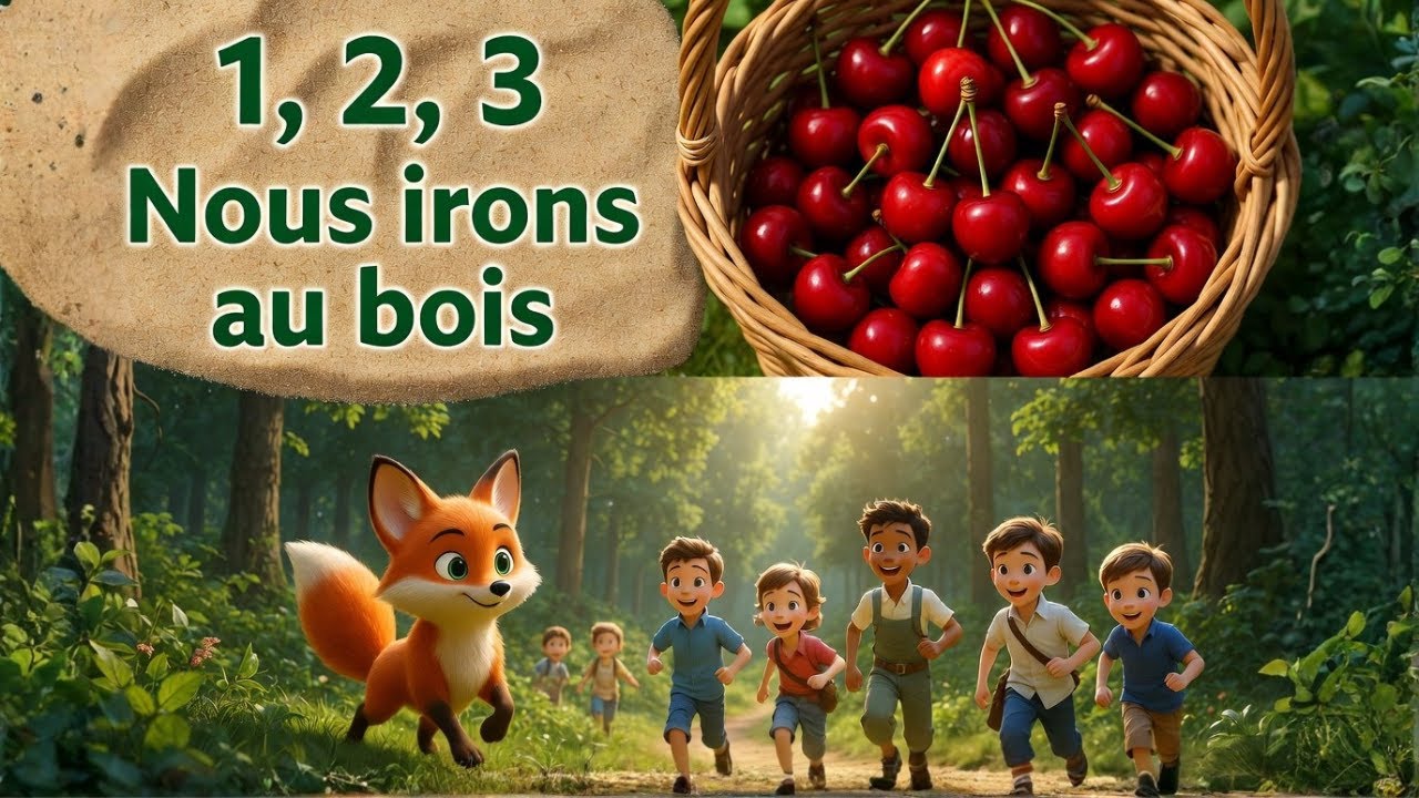 1, 2, 3, Nous Irons au Bois 🍒 Comptine Éducative pour Enfants | Apprendre à Compter en Chantant