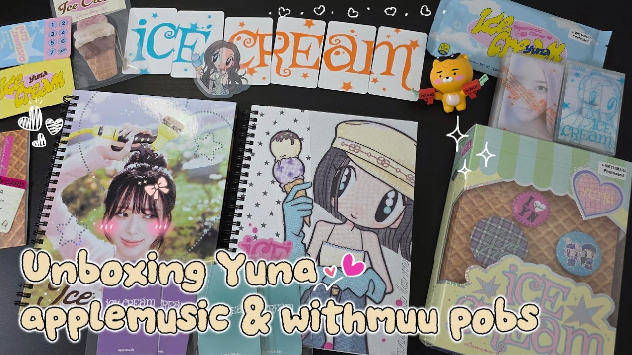 ITZY Yuna Ice Cream 1st Mini Album Multiple Version Unboxing WITHMUU & Apple Music POBs #itzy #yuna