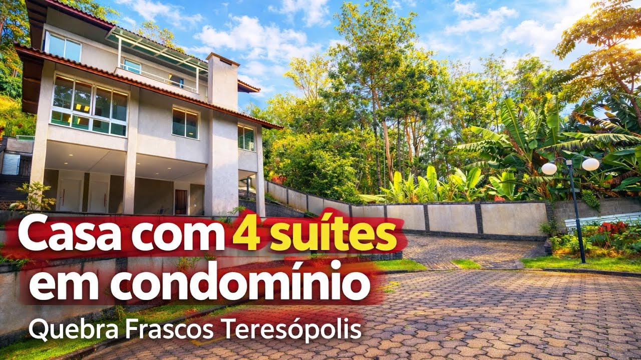CASA À VENDA COM 4 SUÍTES, EM CONDOMÍNIO NO BAIRRO QUEBRA FRASCOS - TERESÓPOLIS/RJ. R$1.540.000,00