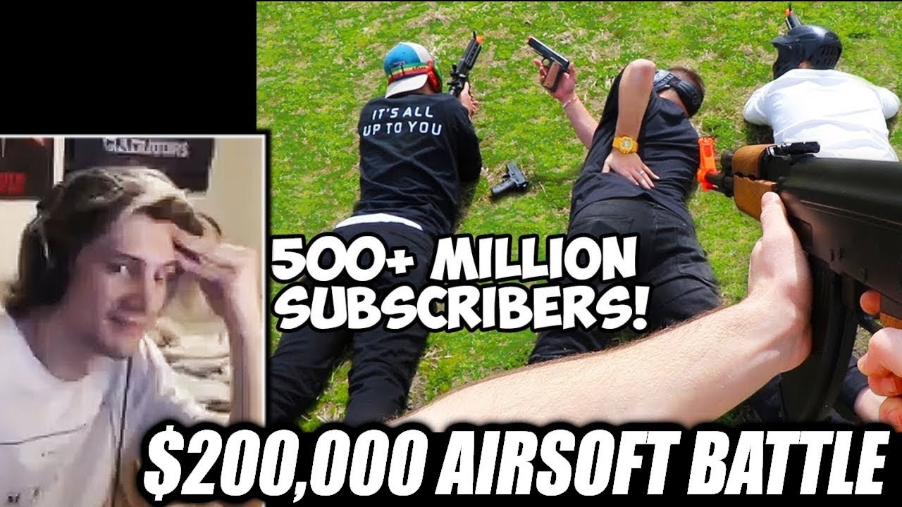 xQc Reacts to $200,000 Youtuber Airsoft Battle Royale by MrBeast