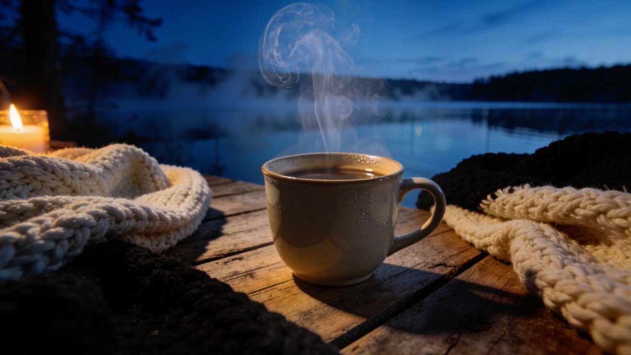 Cozy Night Relaxing Music 🌙 Hot Tea by the Lake | Deep Sleep & Stress Relief - ØneCalm