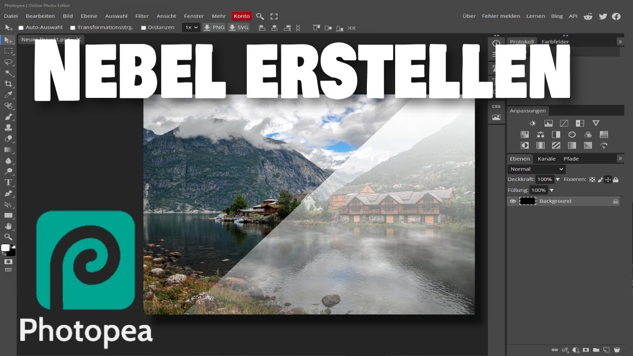 Photopea - Nebel erstellen (einfache Methode)