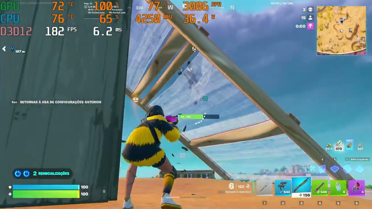Fortnite on Ryzen 5 5500 + Rx 580 2048 SP