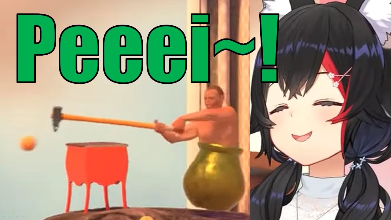 Every Time Mio Cutely Yeets The Orange In Getting Over It [ Ookami Mio / Eng Subs ]