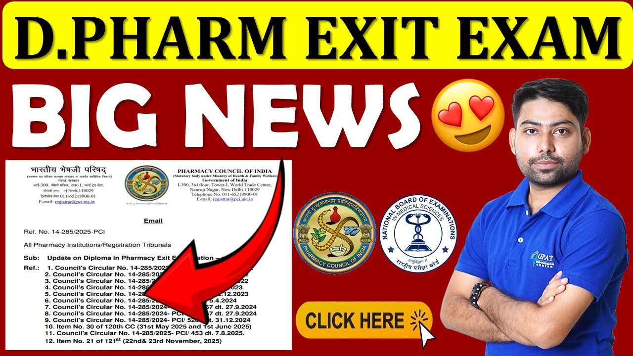 D.Pharm Exit Exam Latest News 2025 😍🔔PCI Exit Exam 2025 | D.Pharma Exit Exam #exitexam2025 #dpharma