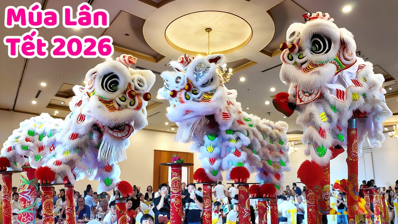 Múa lân Tết 2026 Tâm Hoa Đường đêm tiệc khai quang điểm nhãn Lân Sư Rồng 2026