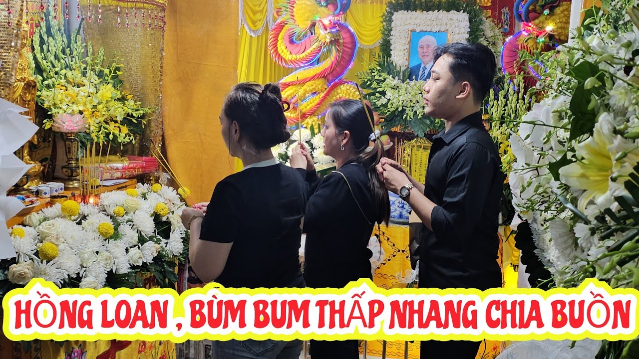 Hồng Loan tới thấp nhang chia buồn cùng ca sĩ Quốc Đại