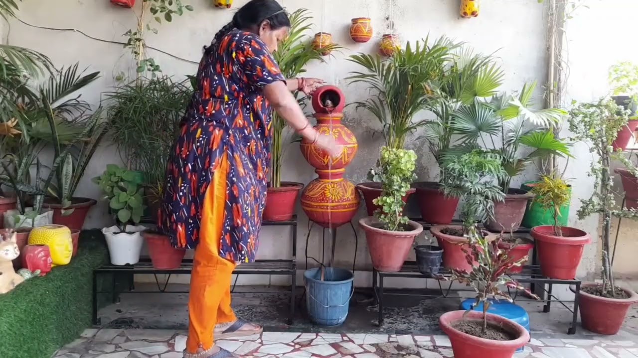 पुराने घडे फेकने से पहले बीडीओ जरूर देंखे बिना पैसे खर्च किए फाउन्टेन बन..#maakecreativekichengarden