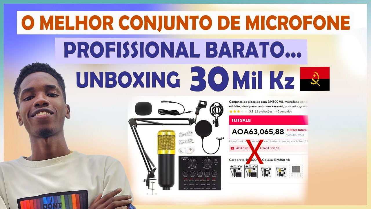 O MELHOR CONJUNTO DE MICROFONE CONDESSADOR  BARATO PARA PODCAST BM800 V8 É BOM MESMO? ( UNBOXING )