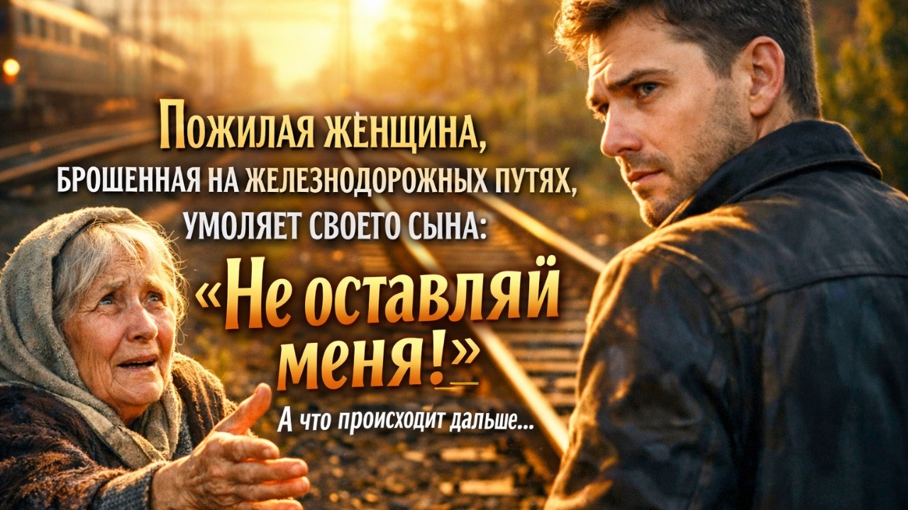 Пожилая женщина, брошенная на железнодорожных путях, умоляет своего сына: «Не оставляй меня!»...