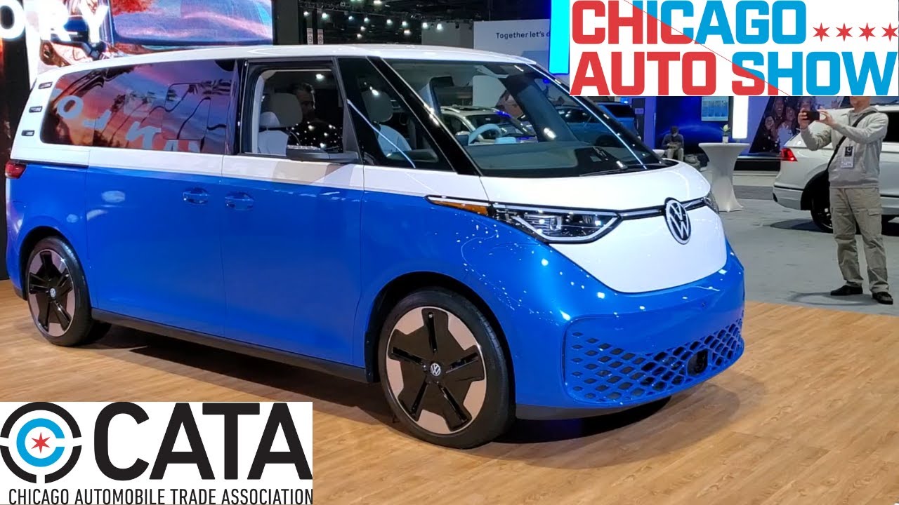 Volkswagen ID Buzz EV van and historic VWs - 2024 Chicago Auto Show