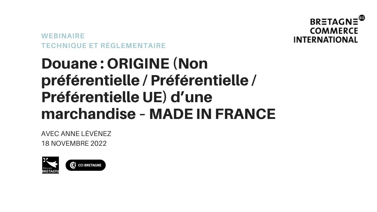 Douane : ORIGINE d’une marchandise – MADE IN FRANCE