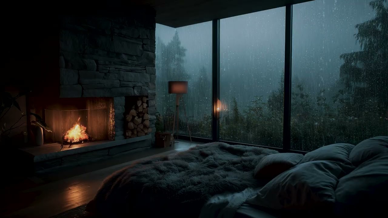 Heavy Night Rain in the Forest | Relaxing Rain Sounds & Soft Piano for Deep