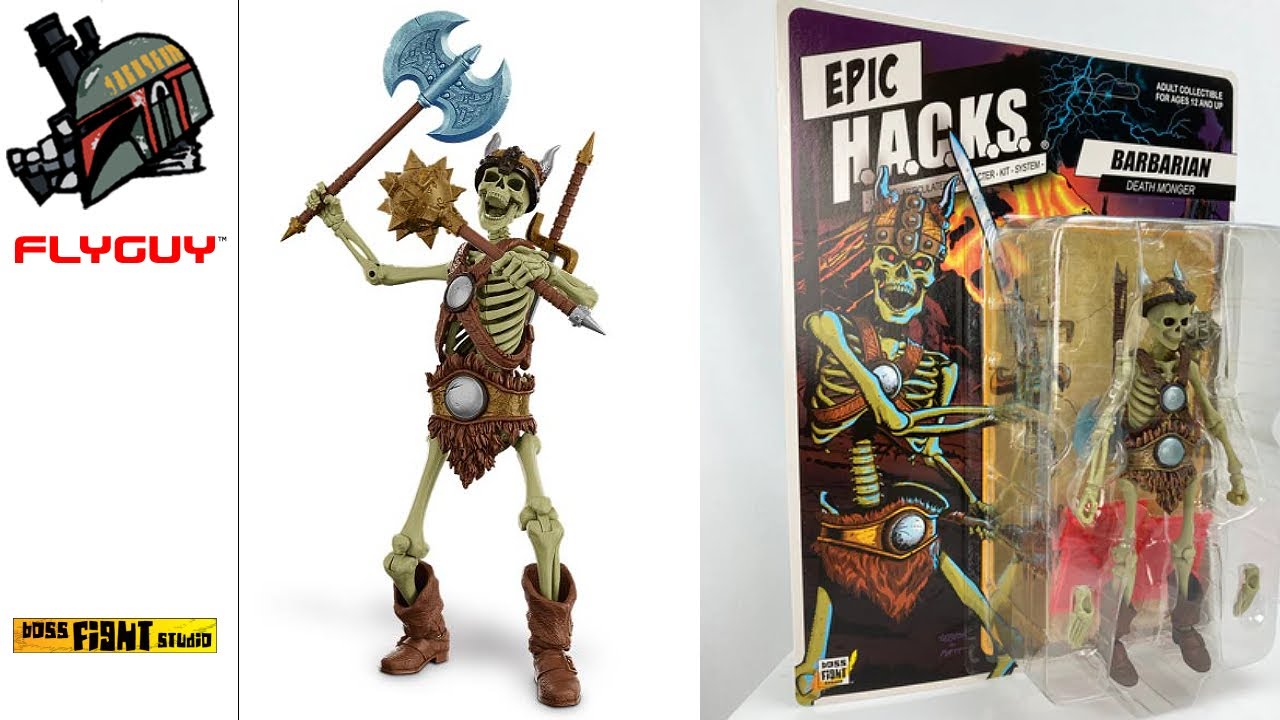 EPIC H.A.C.K.S. Barbarian Skeleton – Boss Fight Studio Toy Action Figure Review FLYGUYtoys