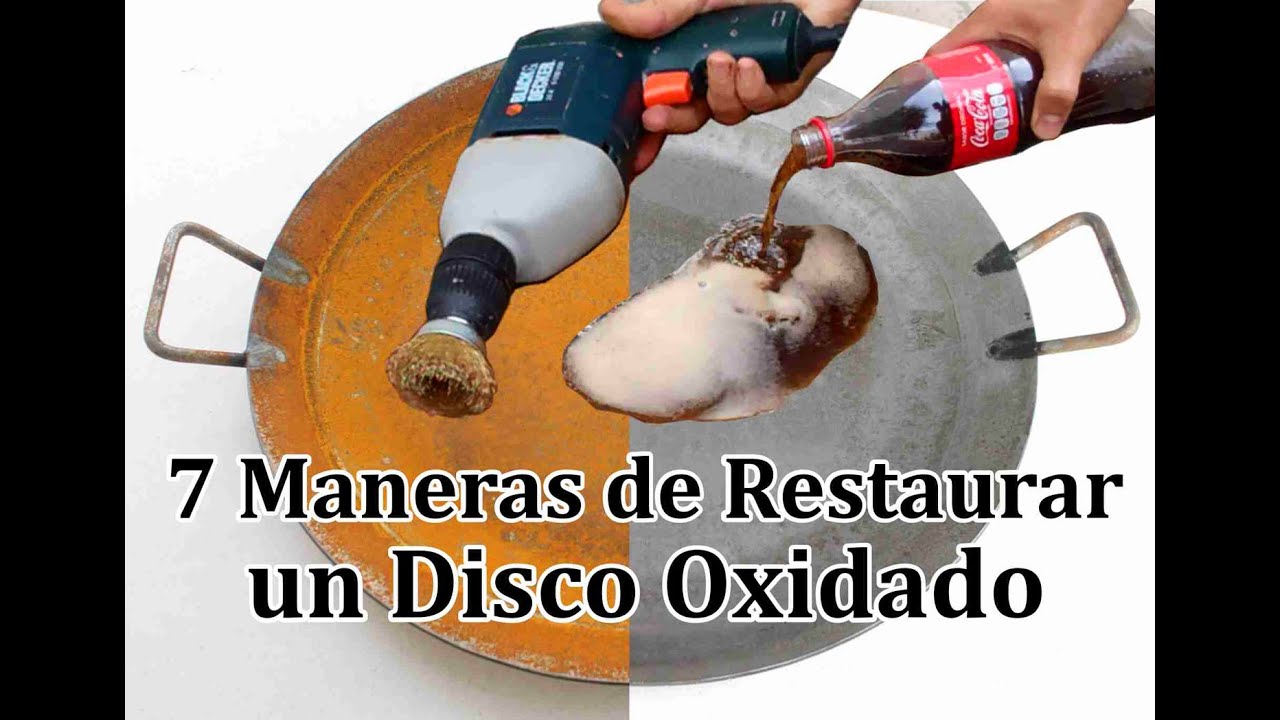 Cómo quitar el óxido de un disco, paella o comal de acero con herramientas y algunos ingredientes.