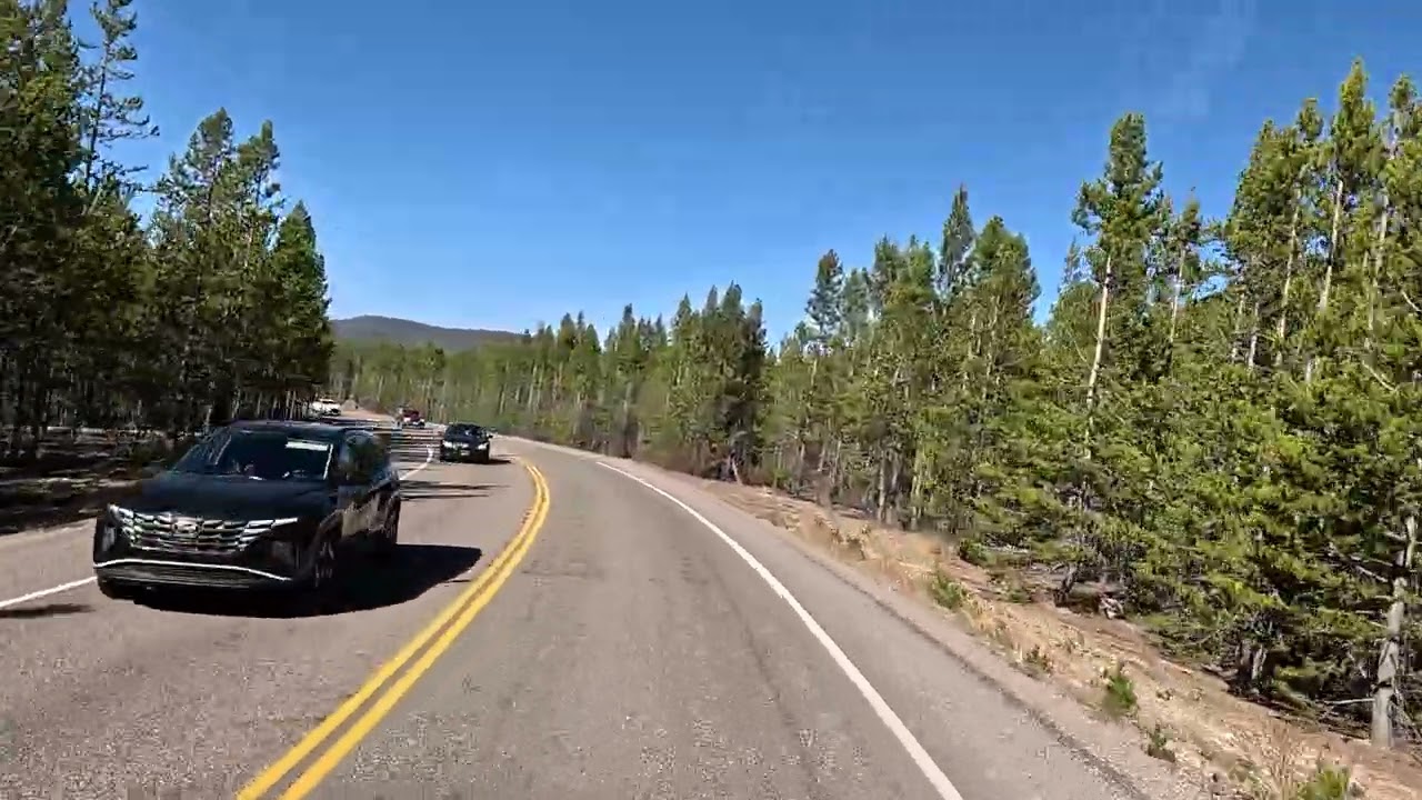 Driving in Yellowstone National Park. Norris to Firehole Canyon Drive