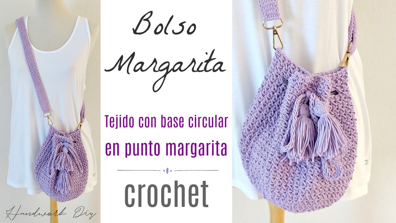✅ Bolso crochet tejido con punto Margarita | Handwork Diy