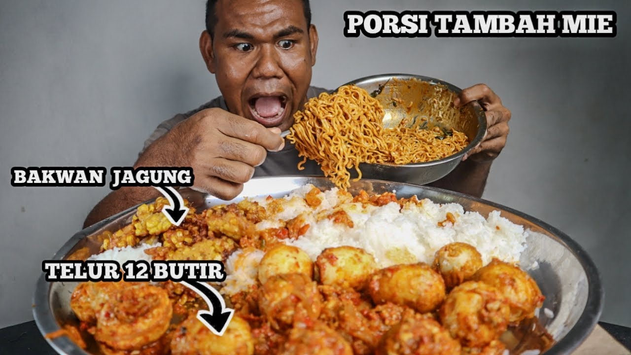 PORSI BERUTAL!! MUKBANG NASI PUTIH +TELUR BALADO 12 BUTIR TAMBAH MIE 