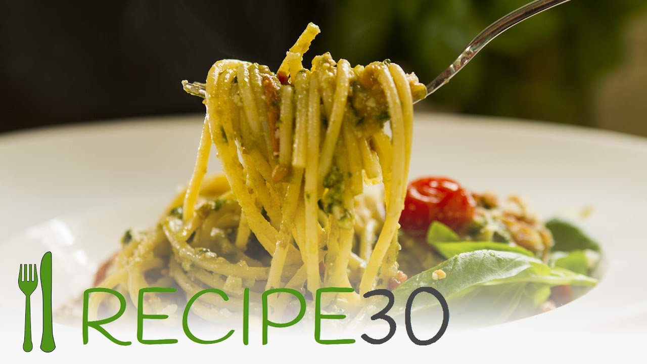 Easy to make SPAGHETTI AL FRESH PESTO - By www.recipe30.com