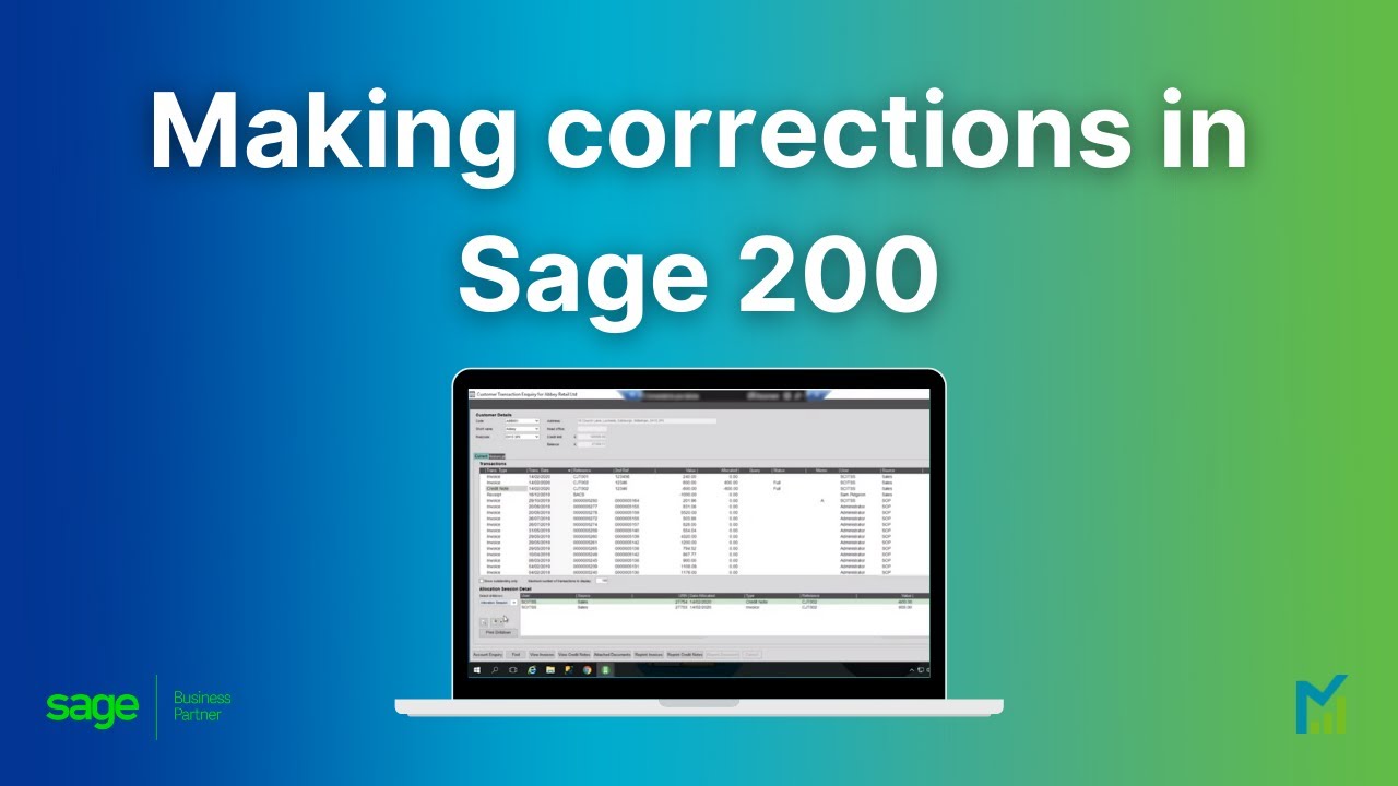 Внесение исправлений в Sage 200: пошаговое руководство