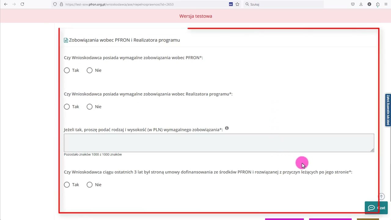 Obsługa SOW – moduł Wnioskodawcy. Złożenie wniosku na refundację kosztów opłaty za energię.