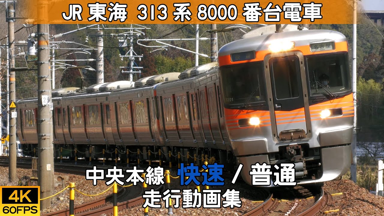 【鉄道動画/4K60p】JR東海313系8000番台（中央本線） 【走行動画集】