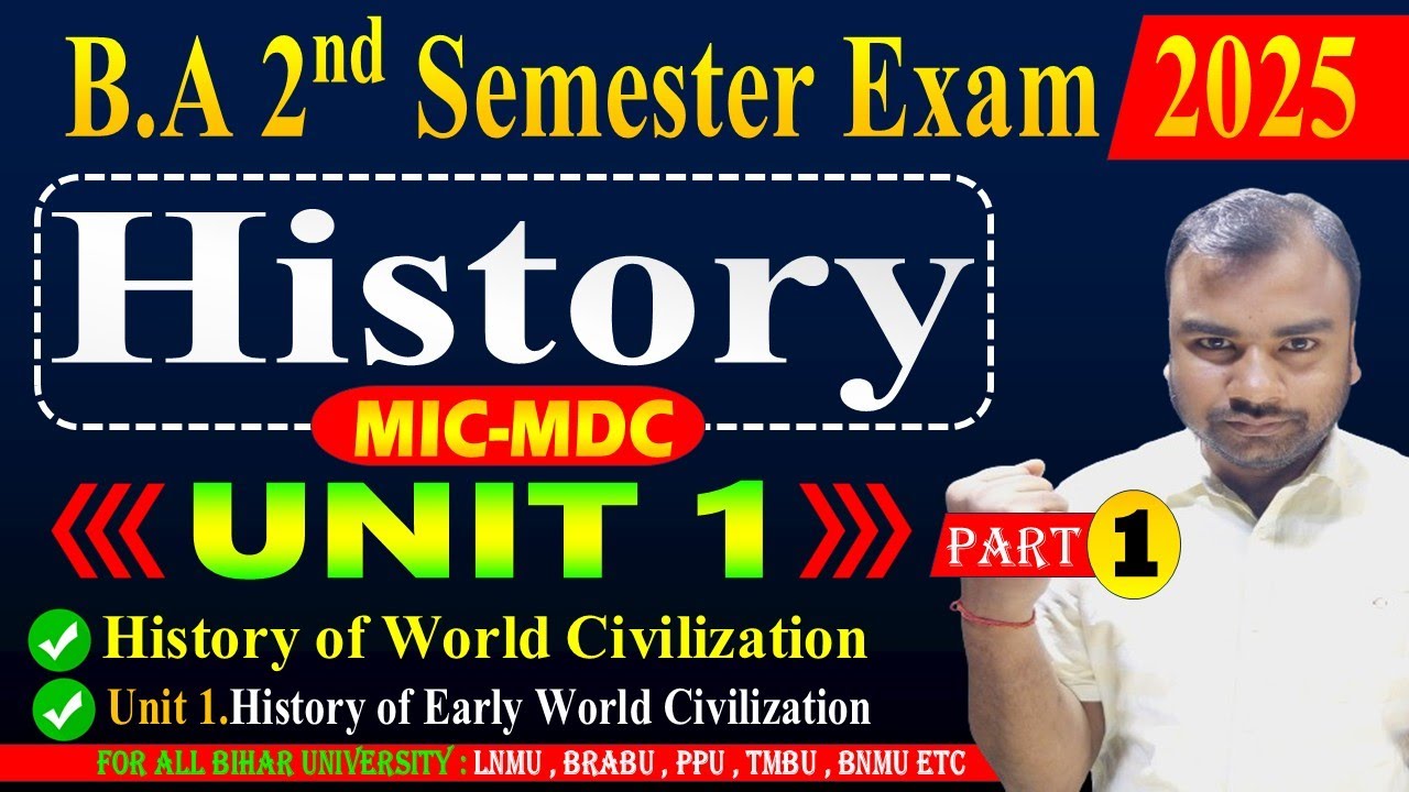 BA 2nd Semester MIC/MDC History Unit 1 || Part 1 || History of Early World Civilization