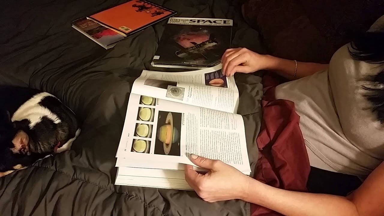 ASMR #37 page turning of books about space.  (Silent)