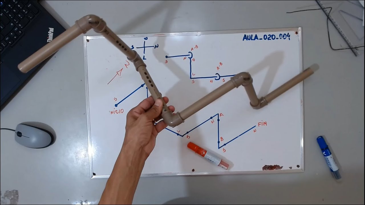 Aula_21 - Como dobrar arame de um isométrico de tubulação e realizar a montagem com tubo de PVC.