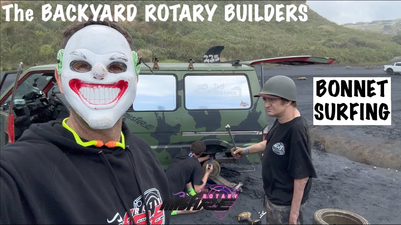 The BACKYARD ROTARY BUILDERS Bonnet surfing on the beach