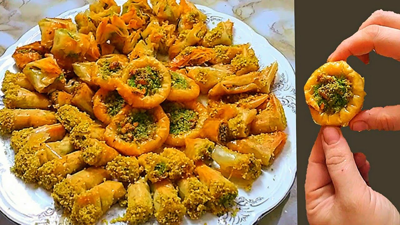 الجلاش الحلو او البقلاوة بأكثر من طريقة تشكيل من نصف كيلو جلاش عملت اكتر من ١٣٠ قطعة بقلاوة