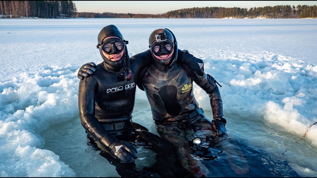 Freediving under ICE in a frozen lake in FINLAND!