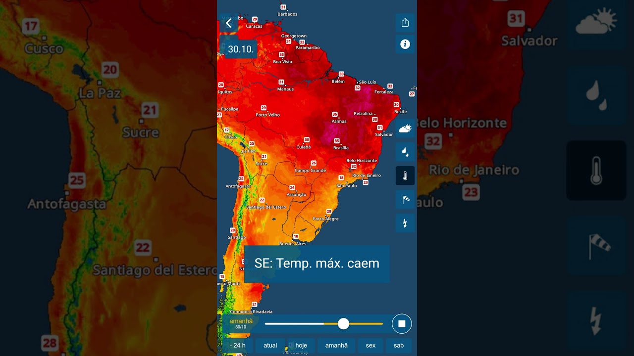 29/10/2025 - 01/11/2025 - Din&acirc;mica das temperaturas m&aacute;ximas no RadarClima