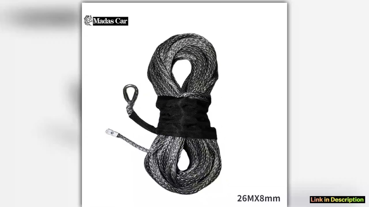13500lbs Car Outdoor Accessories Truck Boat Emergency Replacement Synthetic Winch Rope 26mx8mm 12