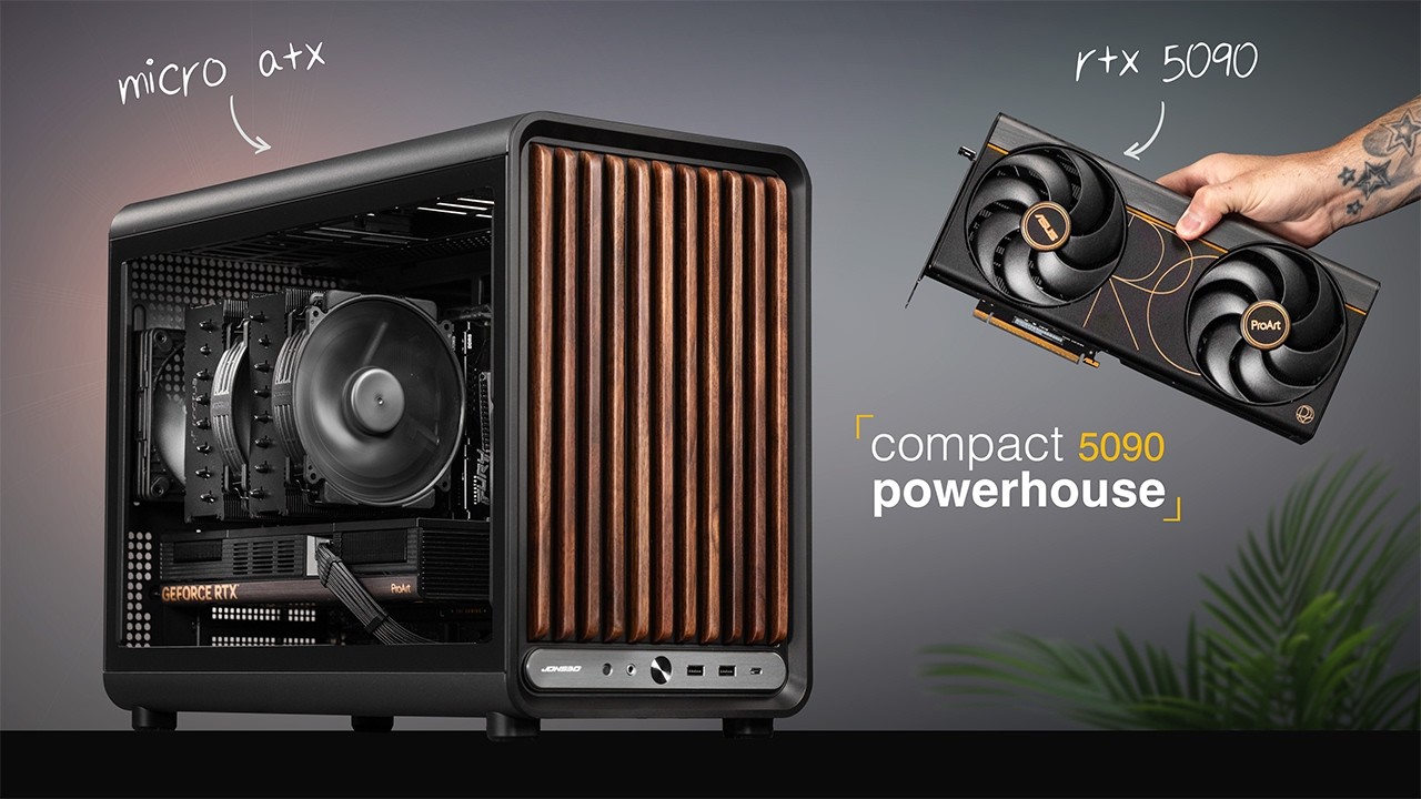 Я собрал безумный Micro ATX ПК (5090)... | Сборка ПК в корпусе Jonsbo D33 Wood + ProArt RTX 5090