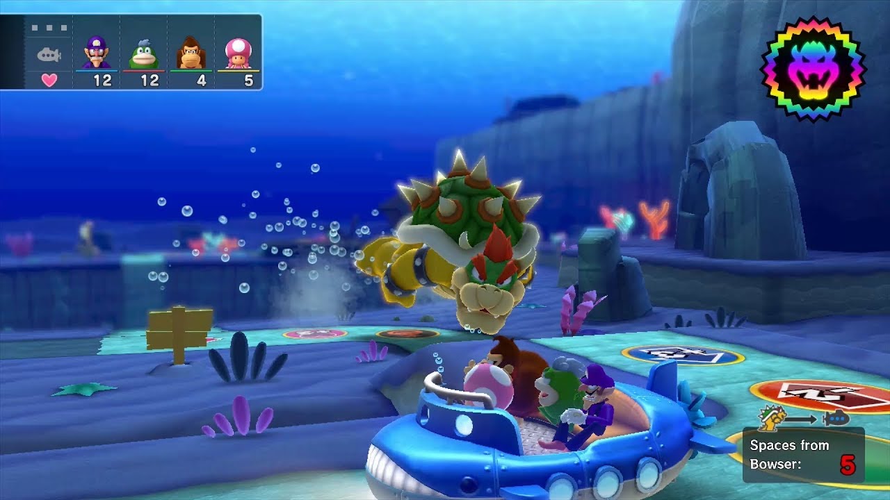 Mario Party 10 Bowser Party #167 Waluigi, Spike, Donkey Kong, Toadette Whimsical Waters Master