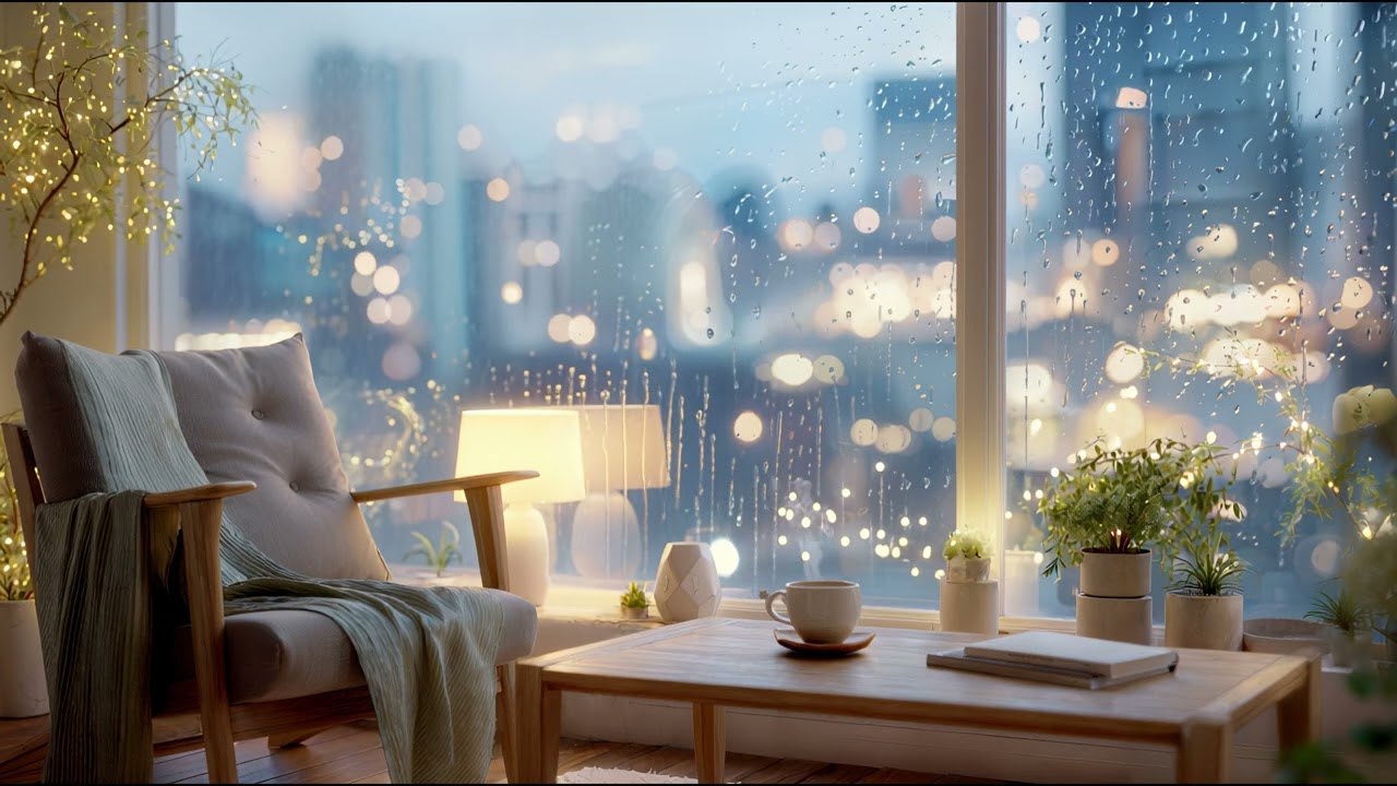 Rainy Day Focus Guitar Music (3 Hours) — Cozy Window & Soft City Rain