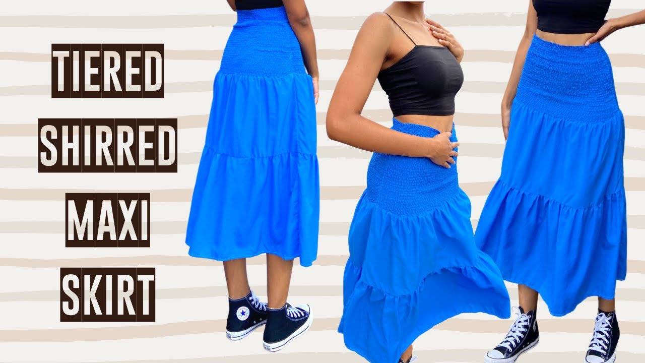 How to make a Tiered Shirred Maxi Skirt + Pattern Drafting | Inspired By Myah