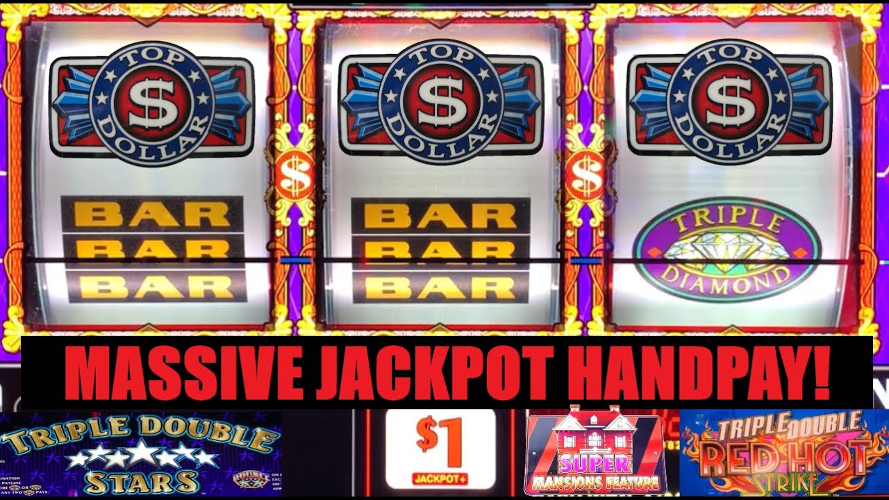 HUGE JACKPOT HANDPAY! Triple Double RED HOT STRIKE + Top Dollar + Triple Double Stars slots!